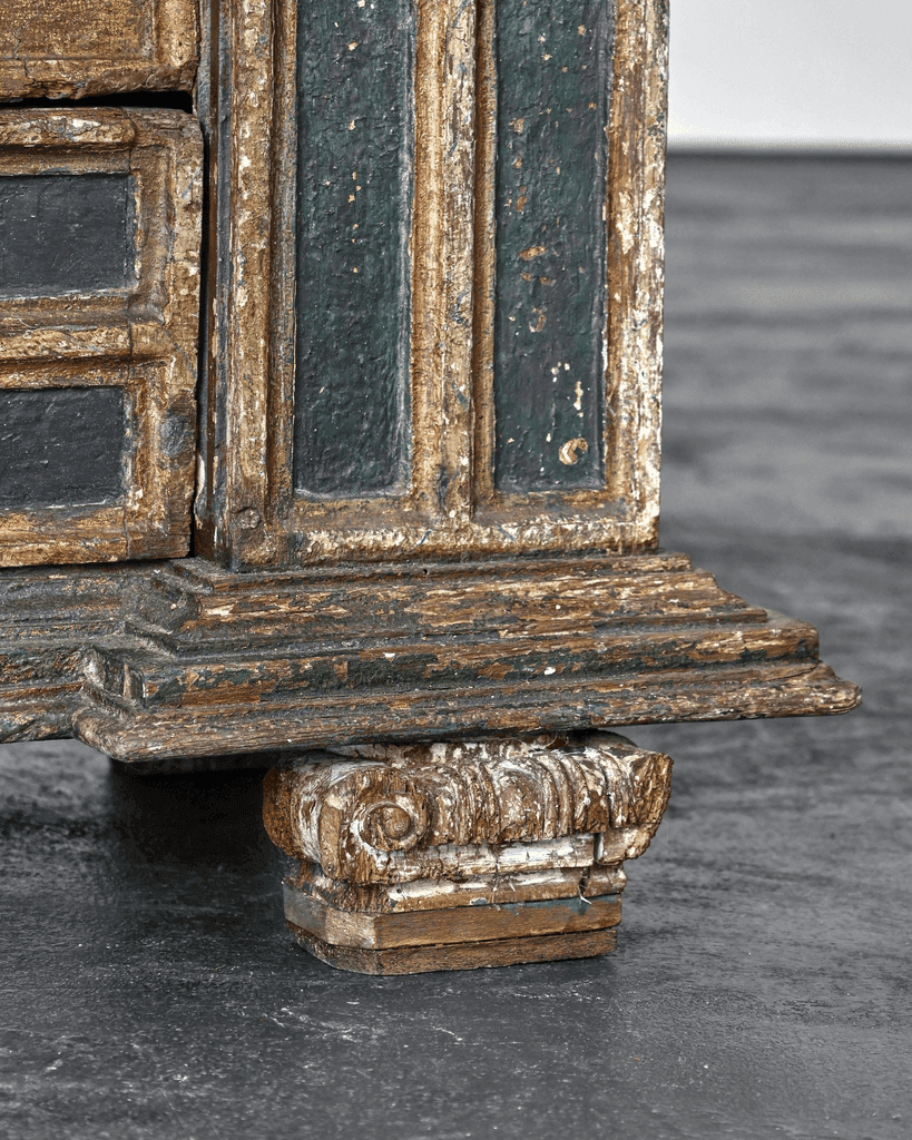 Early 18th C. Spanish Gilded & Painted Chest Of Drawers