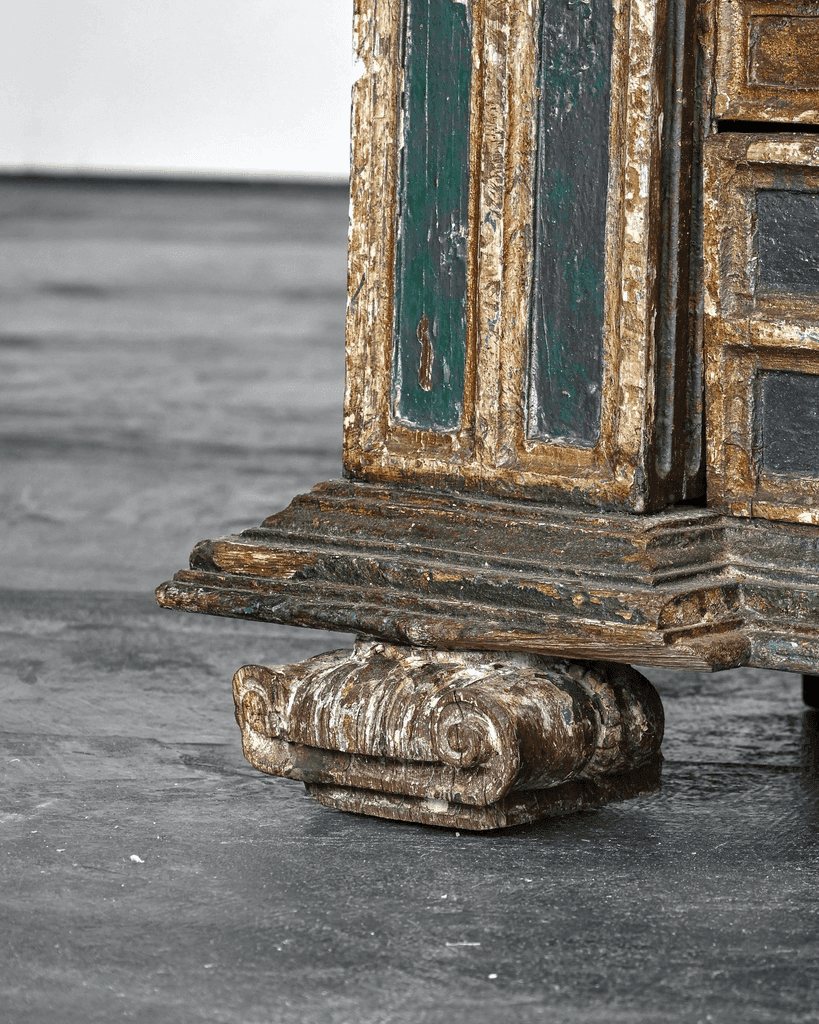 Early 18th C. Spanish Gilded & Painted Chest Of Drawers