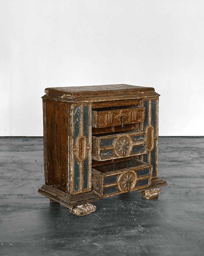 Early 18th C. Spanish Gilded & Painted Chest Of Drawers
