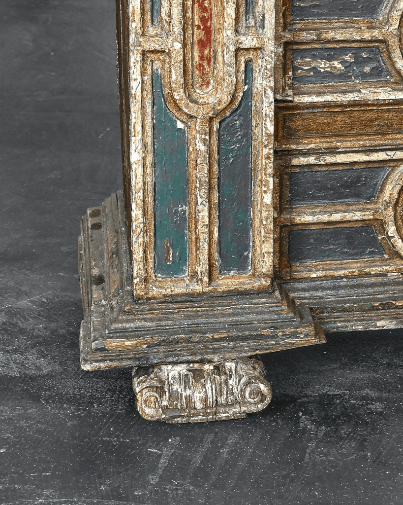 Early 18th C. Spanish Gilded & Painted Chest Of Drawers