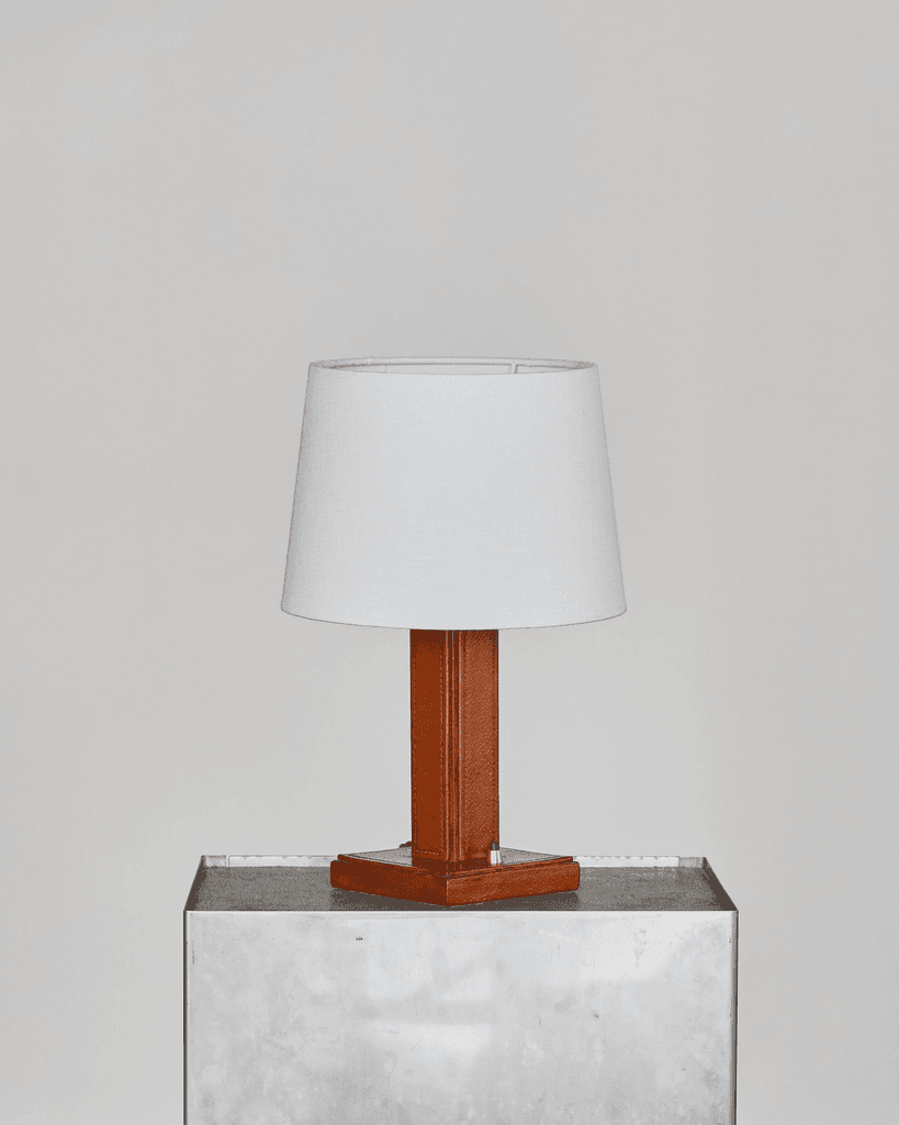 C.1930s French Stitched Leather Table Lamp