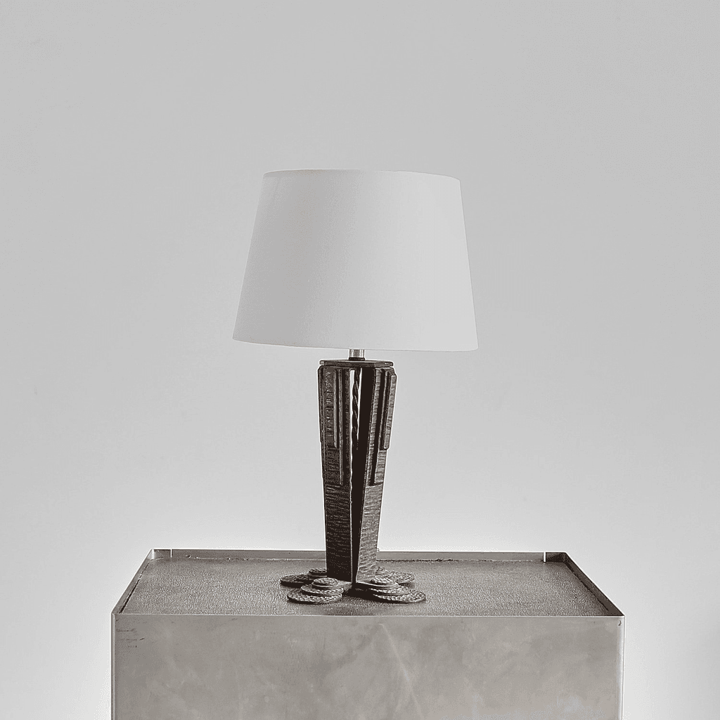 French Iron Art Deco Table Lamp
