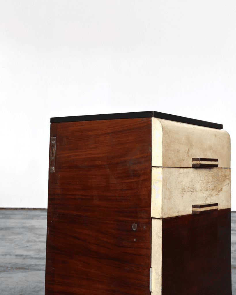 Italian Modernist C.1940s Vellum Bedside