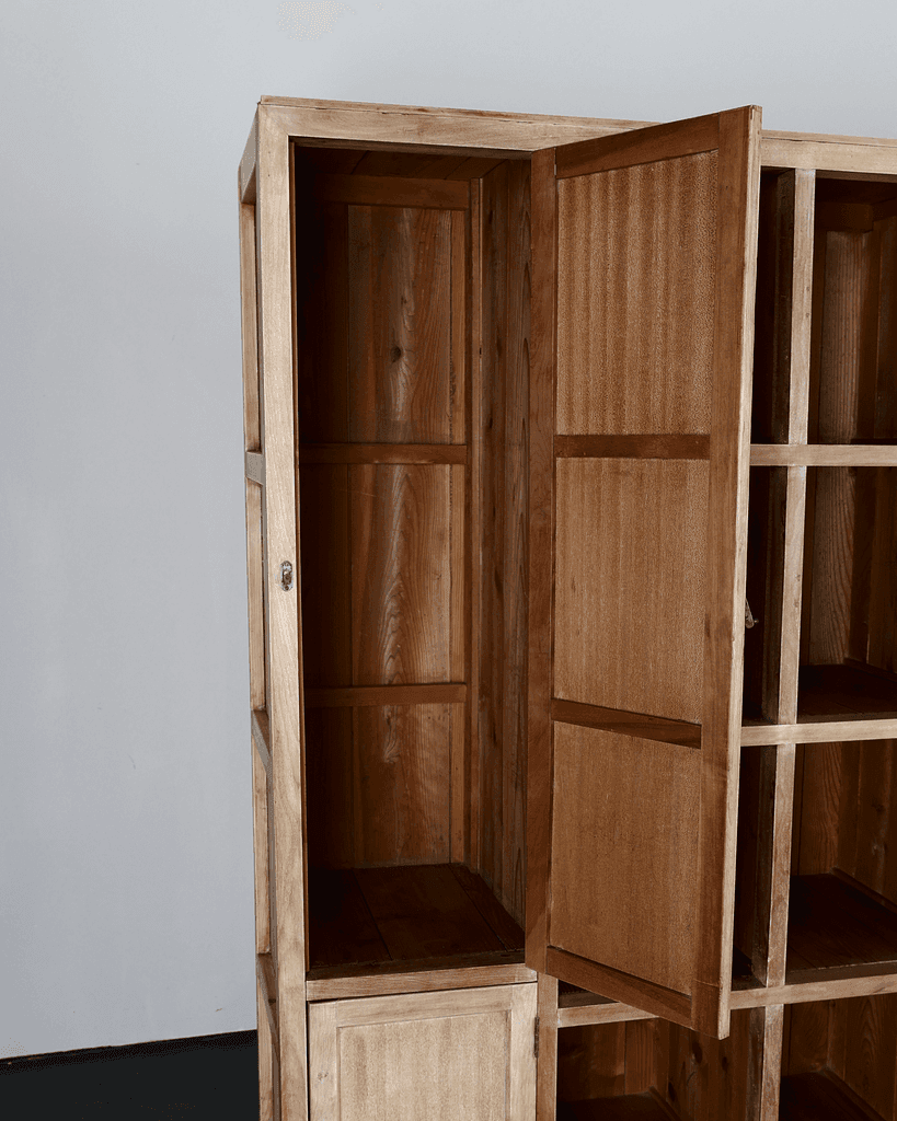 XL Japanese Taisho Period Cedar Shelving Unit