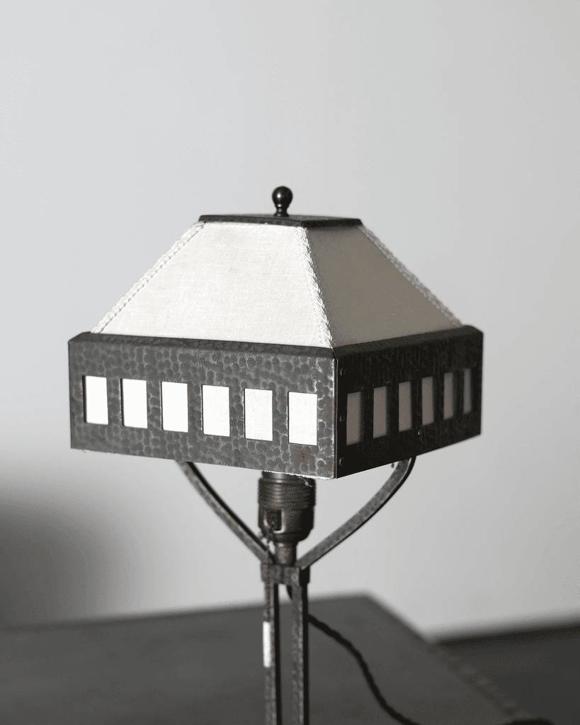 French C.1920s Tooled Iron Desk Lamp