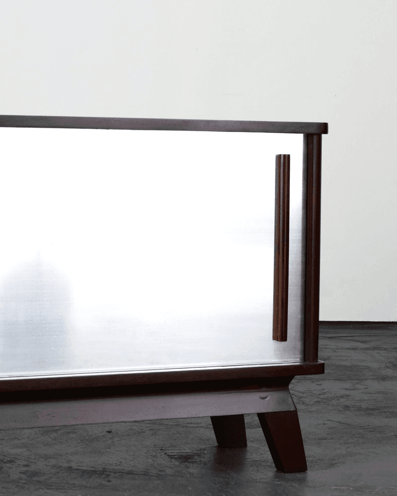 Small French C.1950s Rosewood Veneer & Aluminium Sideboard