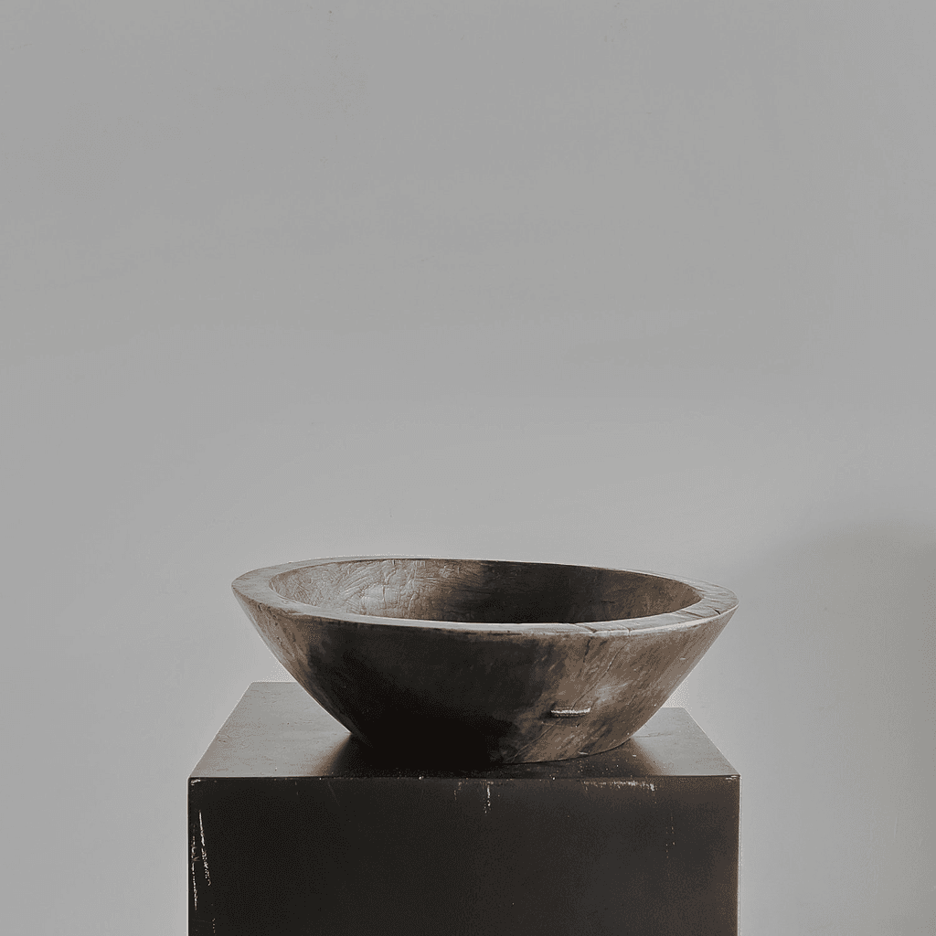 Large Primitive Carved Cedar Japanese Bowl