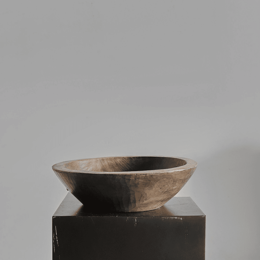 Large Primitive Carved Cedar Japanese Bowl