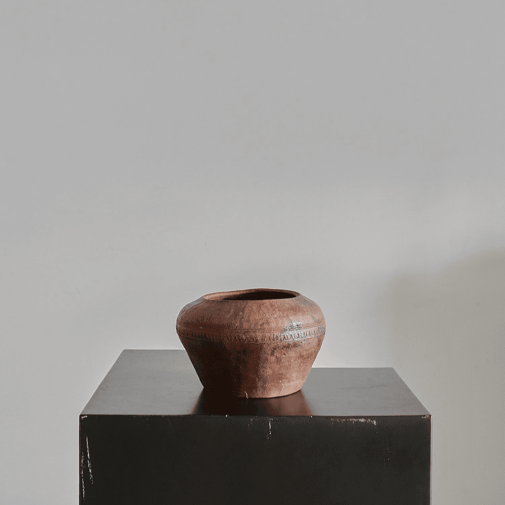 Late Edo period Wabi Sabi Japanese Terracotta Bowl