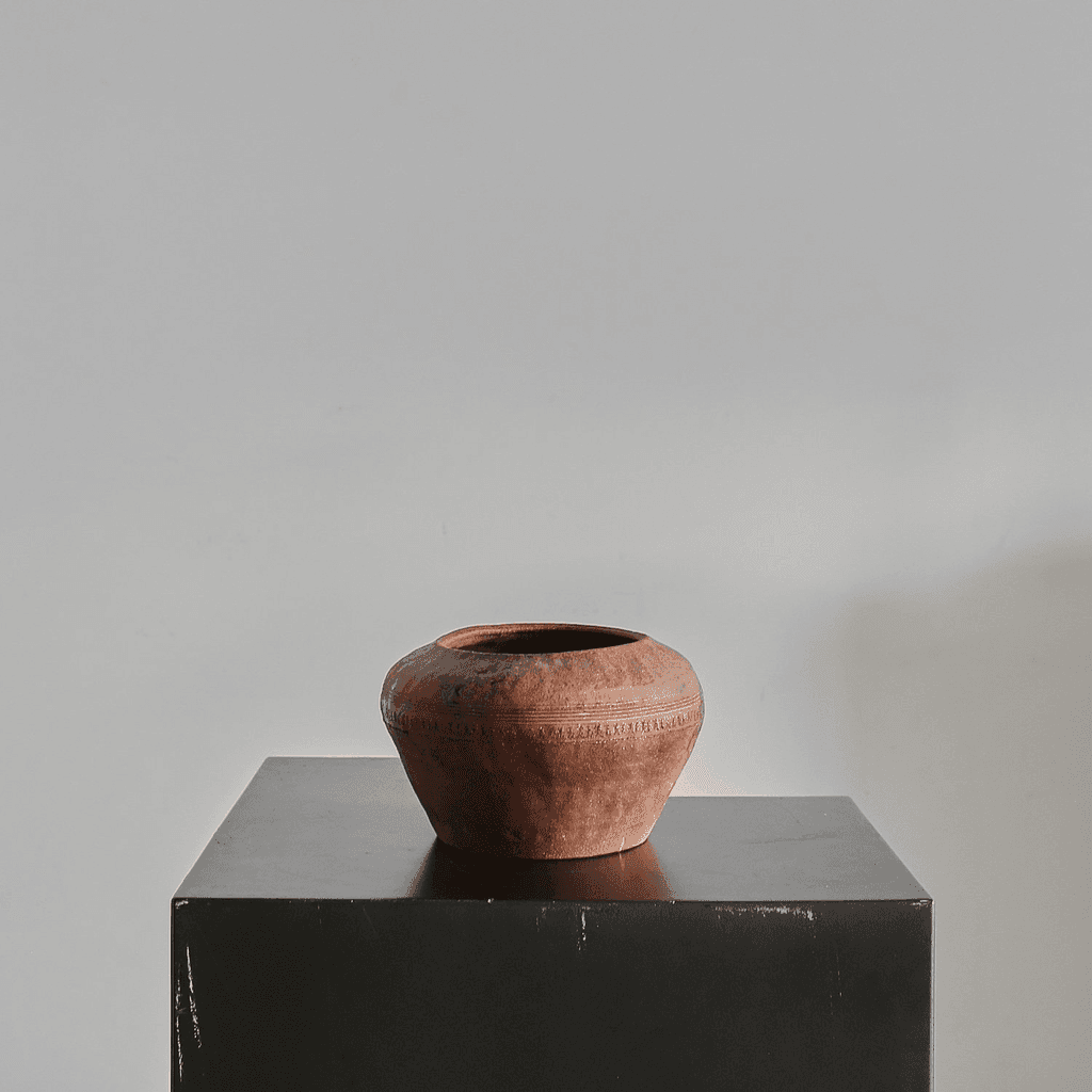 Late Edo period Wabi Sabi Japanese Terracotta Bowl