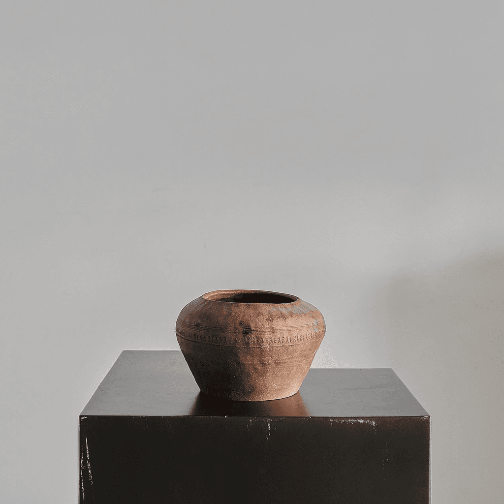 Late Edo period Wabi Sabi Japanese Terracotta Bowl