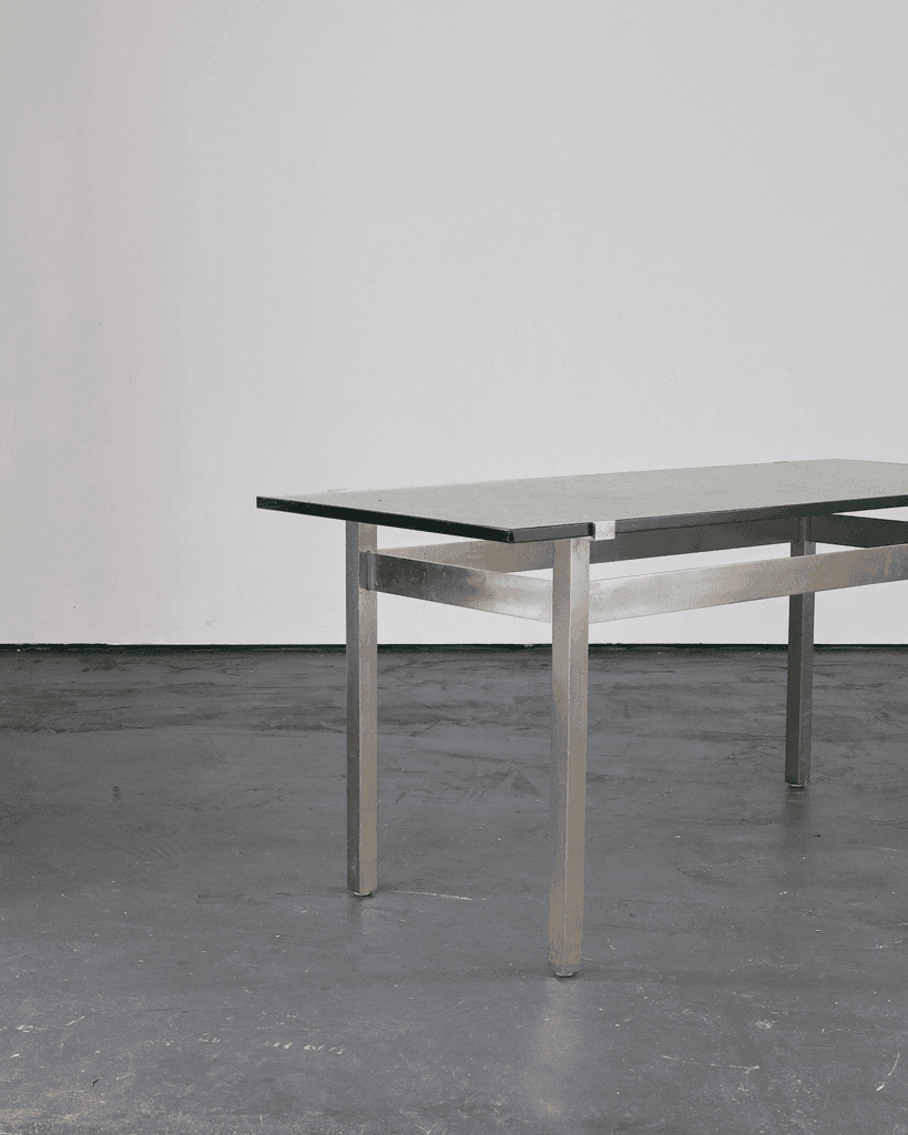 French C.1960s Nickel & Cast Glass Coffee Table