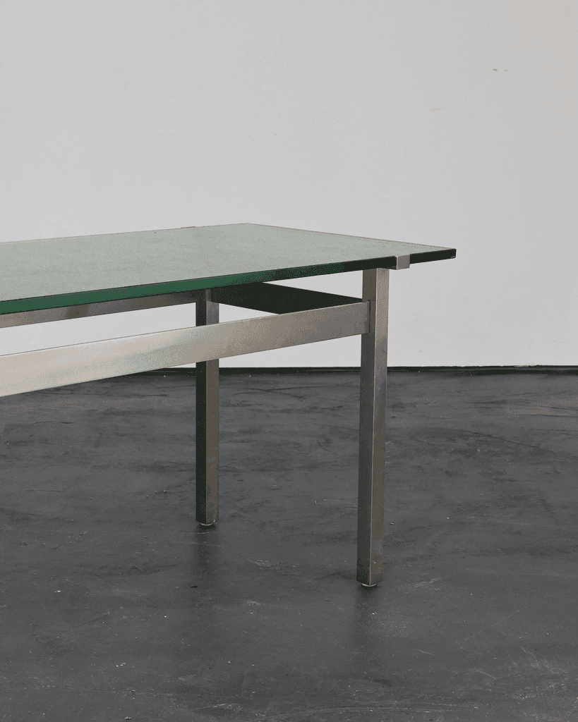 French C.1960s Nickel & Cast Glass Coffee Table