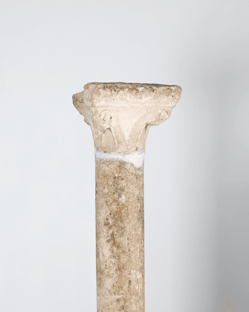 Incredible XL Late Medieval Carved Pedra de Ançã Portugese Column