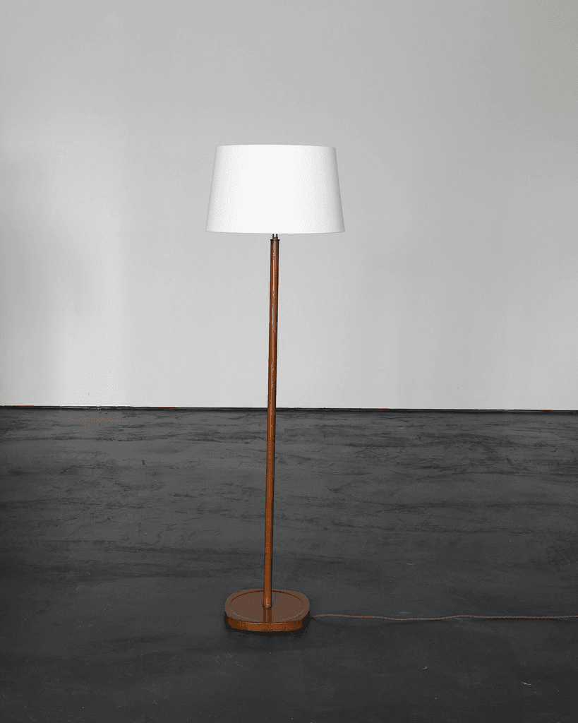 C.1950s Swedish Stitched Leather Standard Lamp