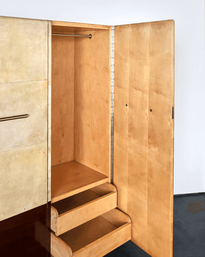 Exceptional Italian Modernist C.1940s Vellum Wardrobe