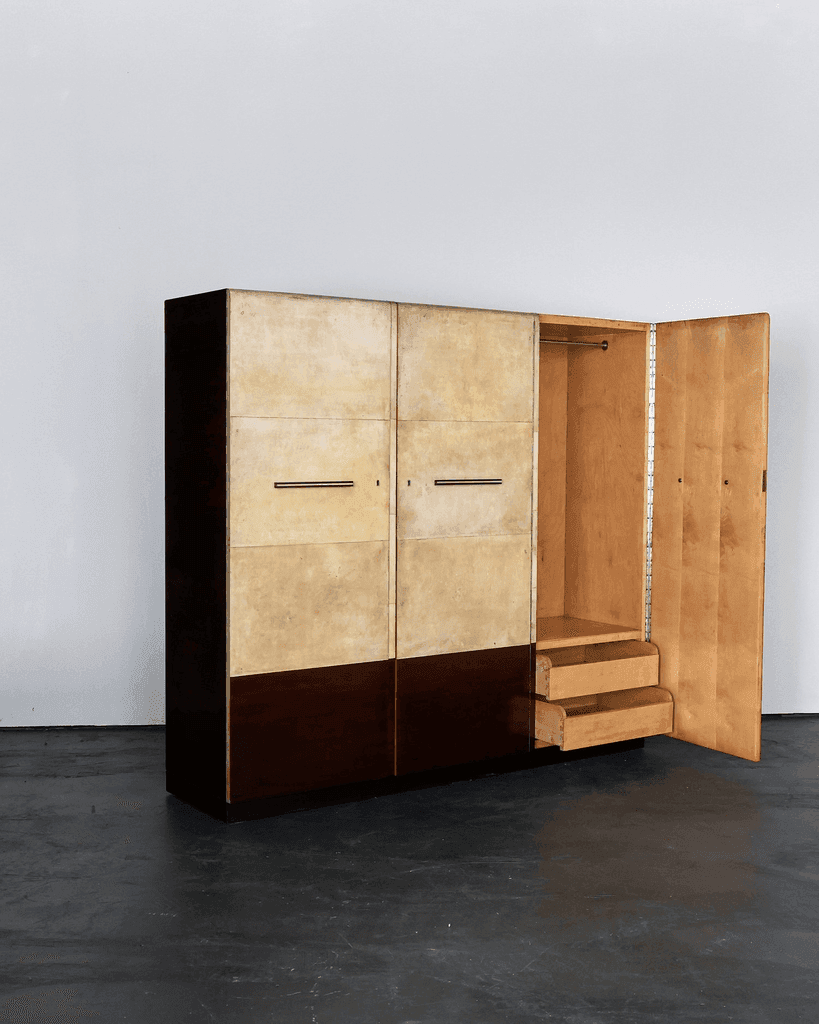 Exceptional Italian Modernist C.1940s Vellum Wardrobe