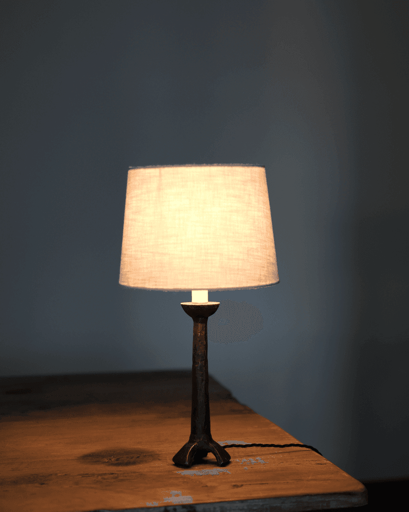 C.1950s French Textured Steel Table Lamp
