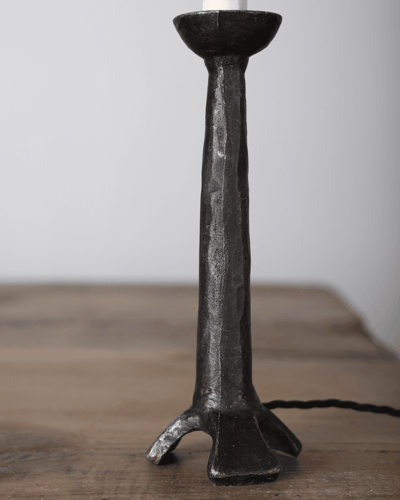 C.1950s French Textured Steel Table Lamp