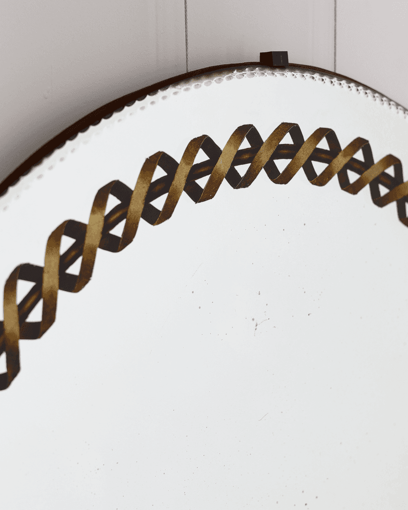 French C.1940s Circular Verre Églomisé Mirror