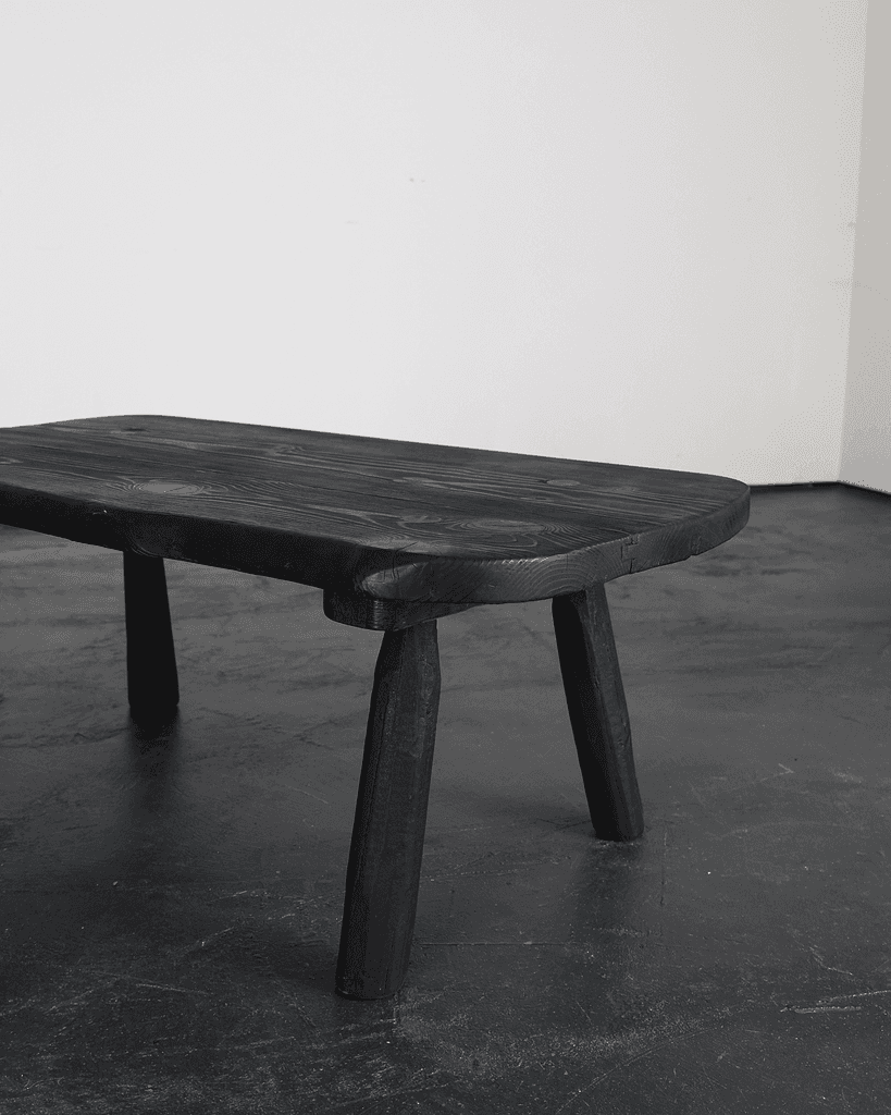 Pair Of Primitive Charred Elm Coffee Tables