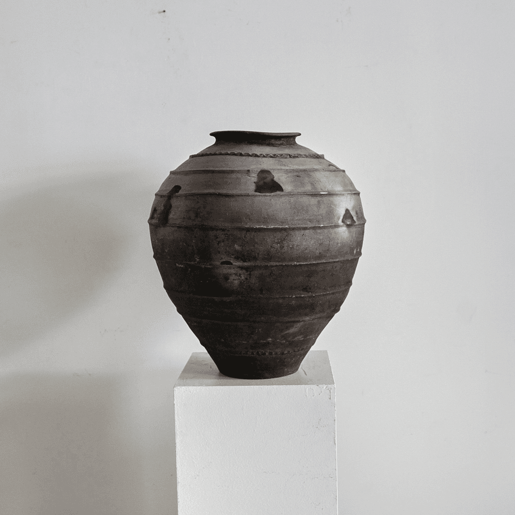 Large 19Th C. Black Terracotta Portuguese Vessel