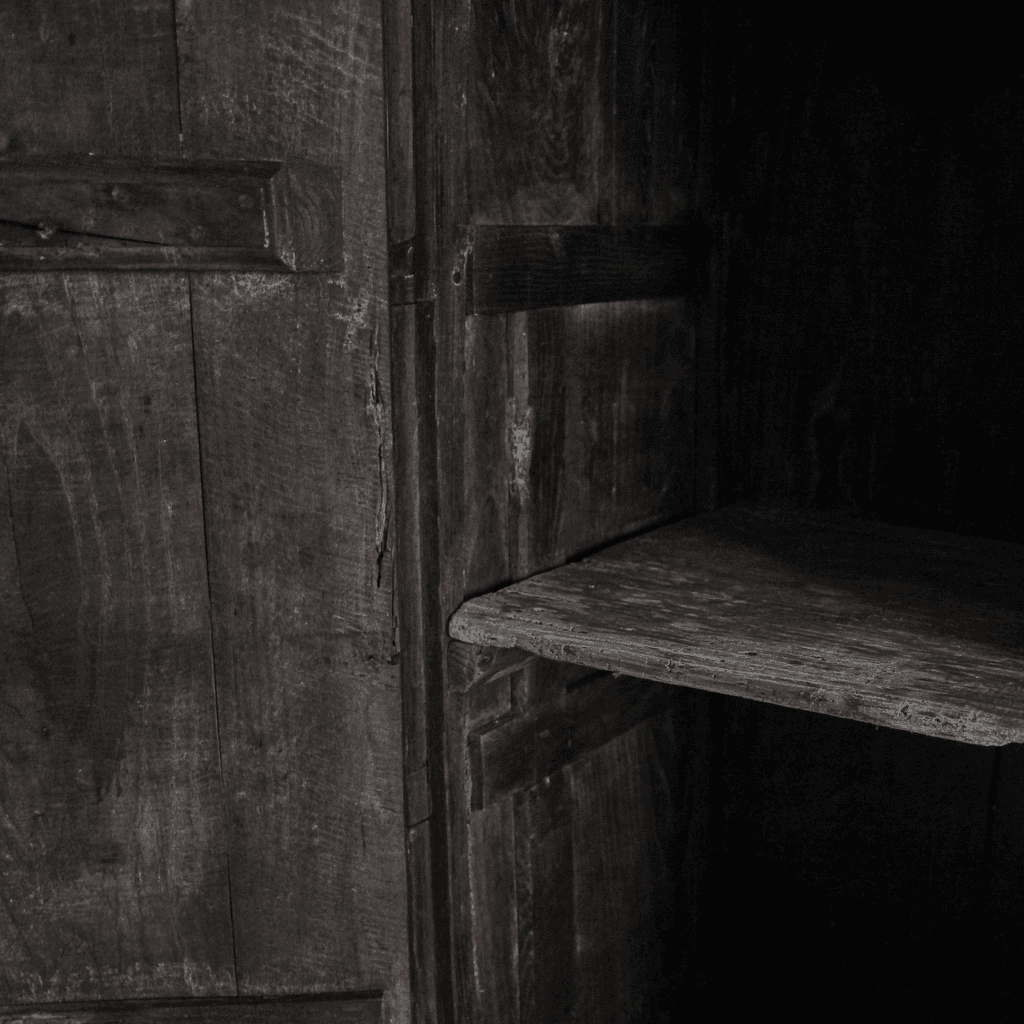 XXL 17th C. Portuguese Mountain Cupboard In Blackened Chestnut