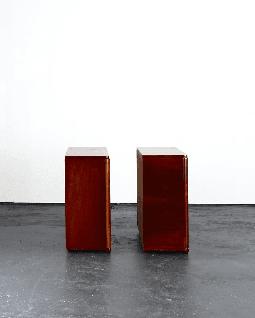 Pair Of Modernist Weimar Walnut Bedsides