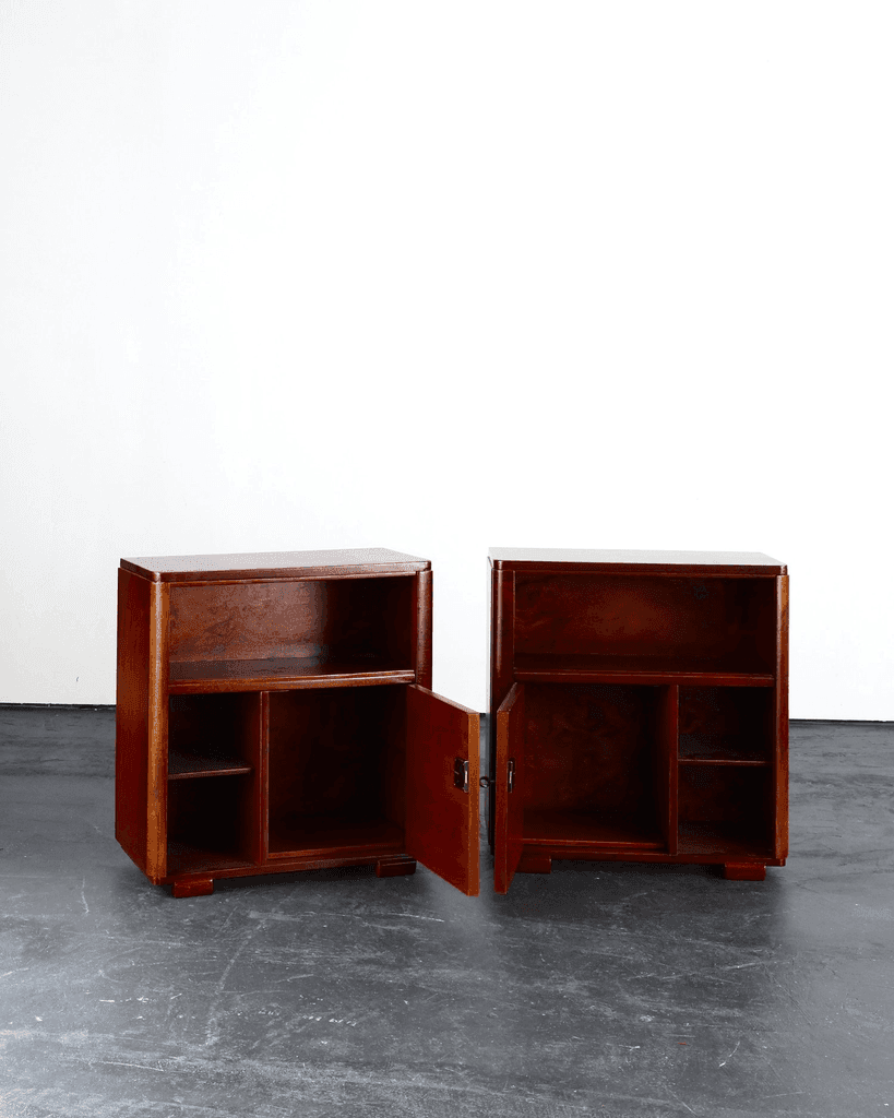 Pair Of Modernist Weimar Walnut Bedsides