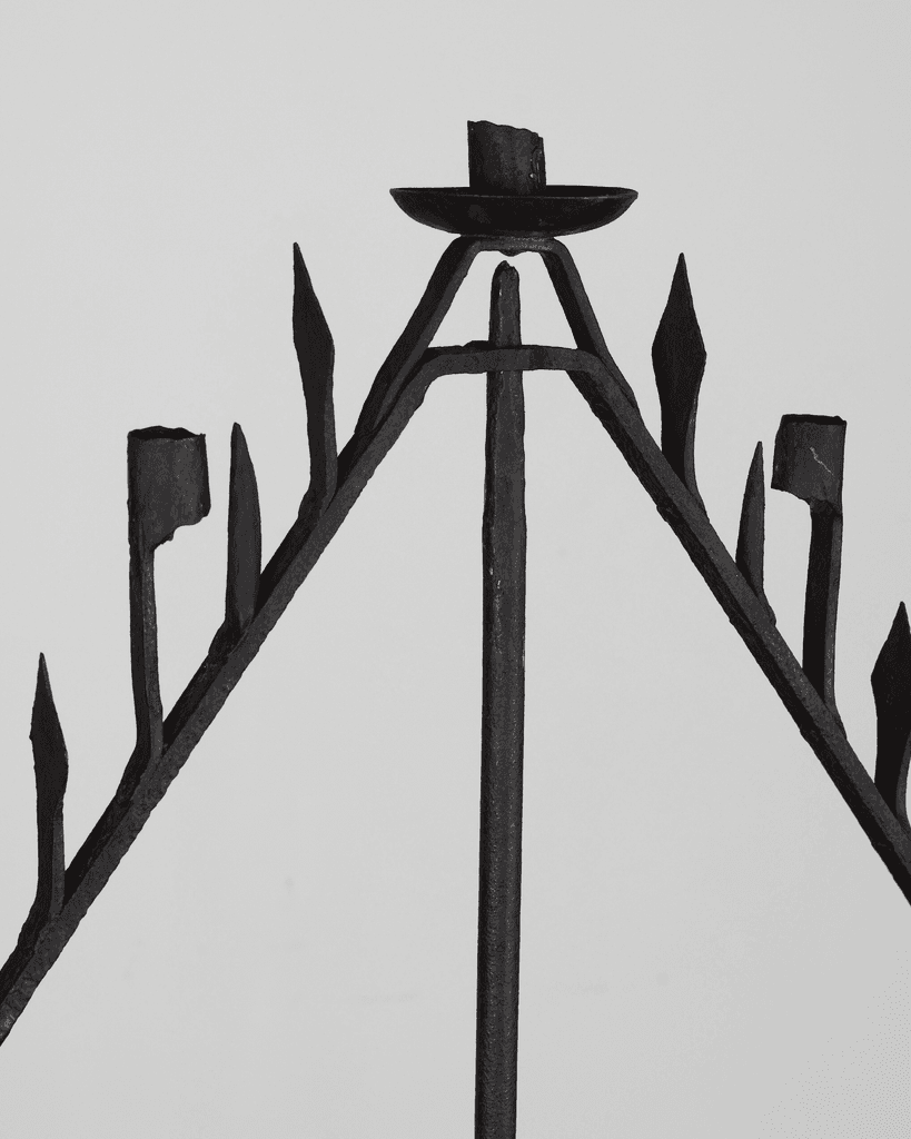 Primitive XL Late 17th C. Forged Iron Candelabra
