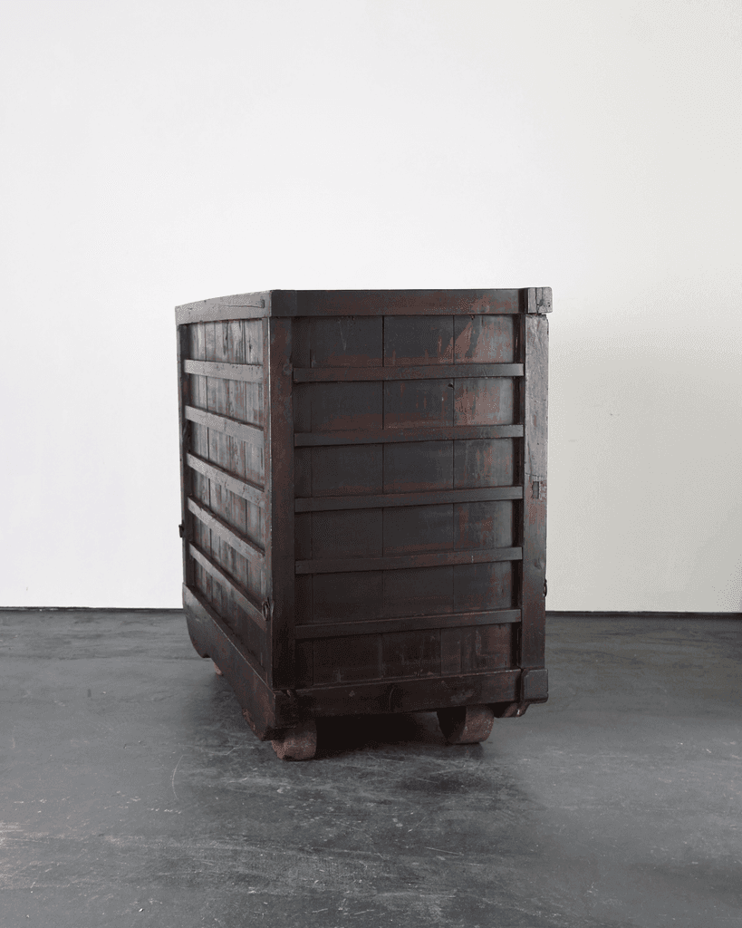Incredible XL 19th C. Kurma Wheeled Tansu Cabinet