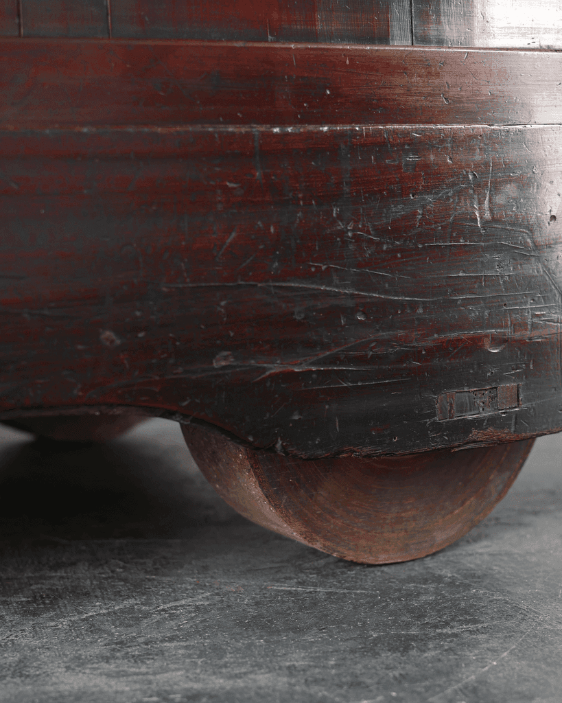 Incredible XL 19th C. Kurma Wheeled Tansu Cabinet