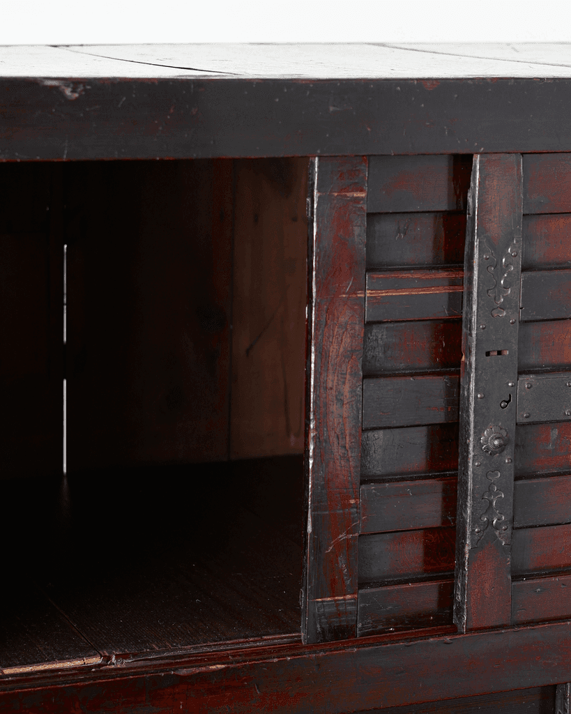 Incredible XL 19th C. Kurma Wheeled Tansu Cabinet