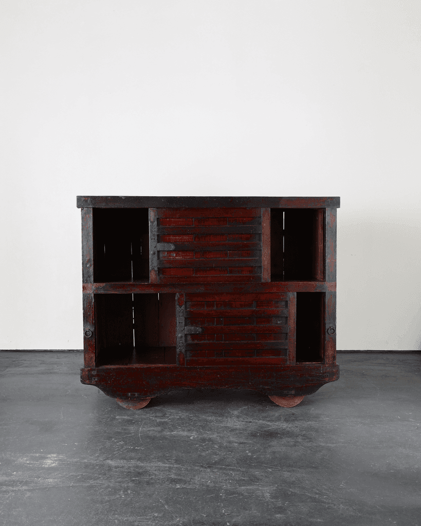 Incredible XL 19th C. Kurma Wheeled Tansu Cabinet