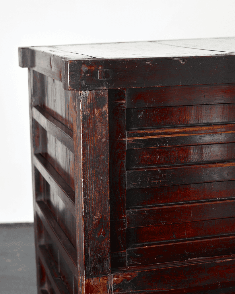 Incredible XL 19th C. Kurma Wheeled Tansu Cabinet