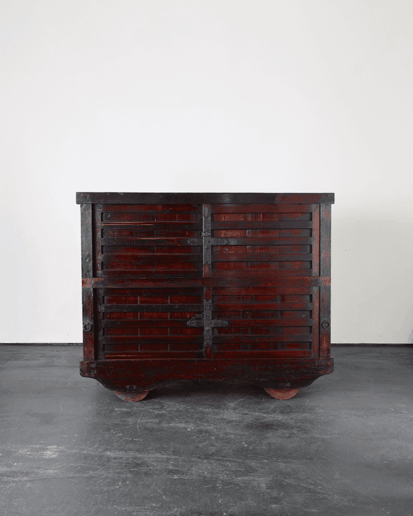 Incredible XL 19th C. Kurma Wheeled Tansu Cabinet