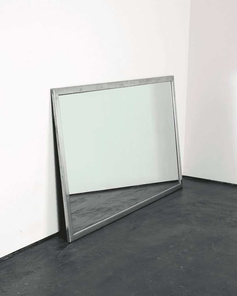 Large French C.1930s Chromed Brass Bistro Mirror