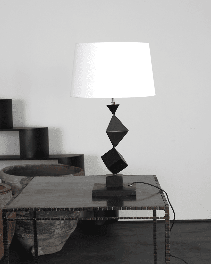 C.1950s Oversized Artist Made Geometric Table Lamp