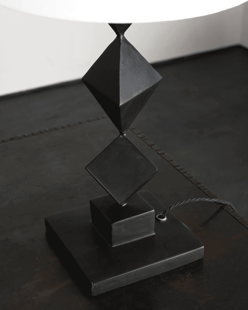 C.1950s Oversized Artist Made Geometric Table Lamp