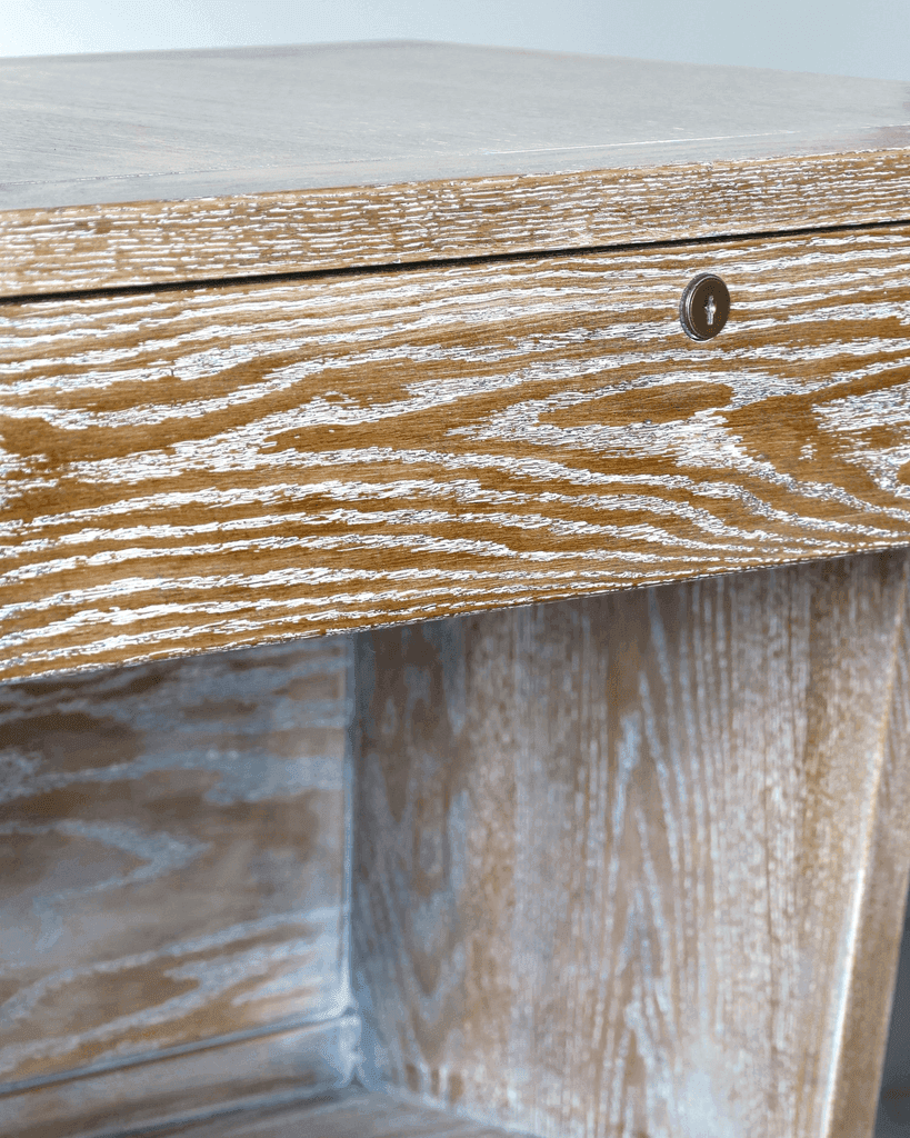 C.1950s French Limed Oak Desk