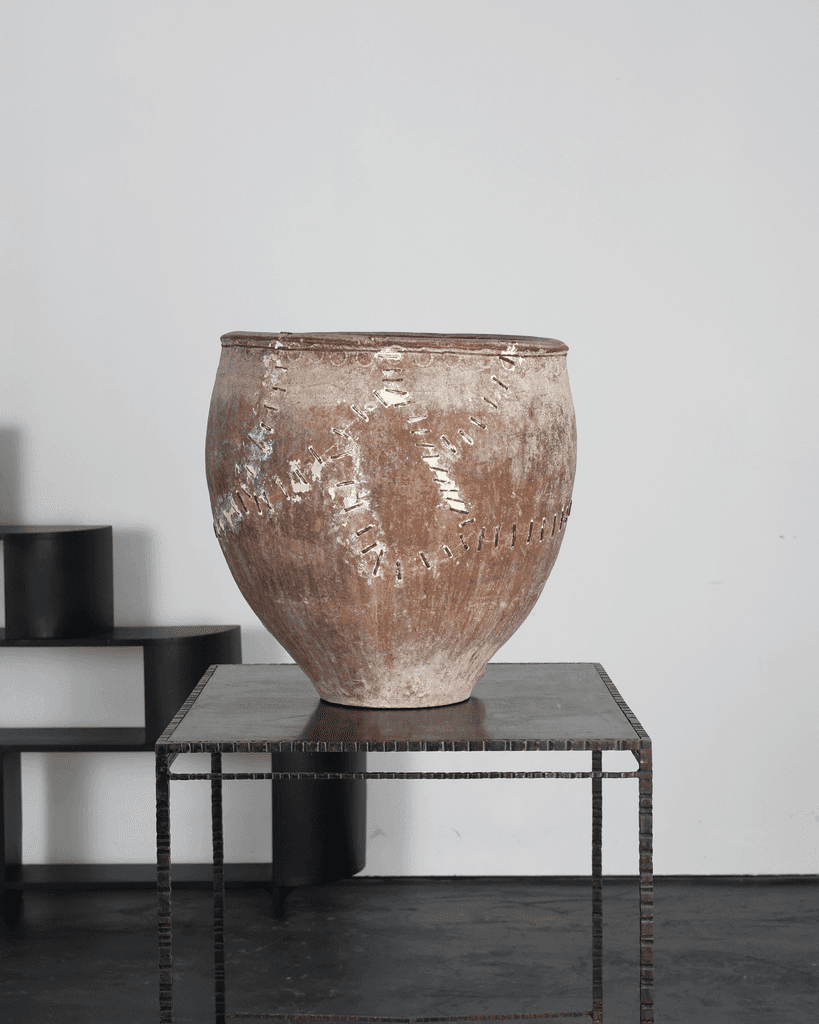 Exceptional Large 18th C. Staple Repaired Calanda Vessel