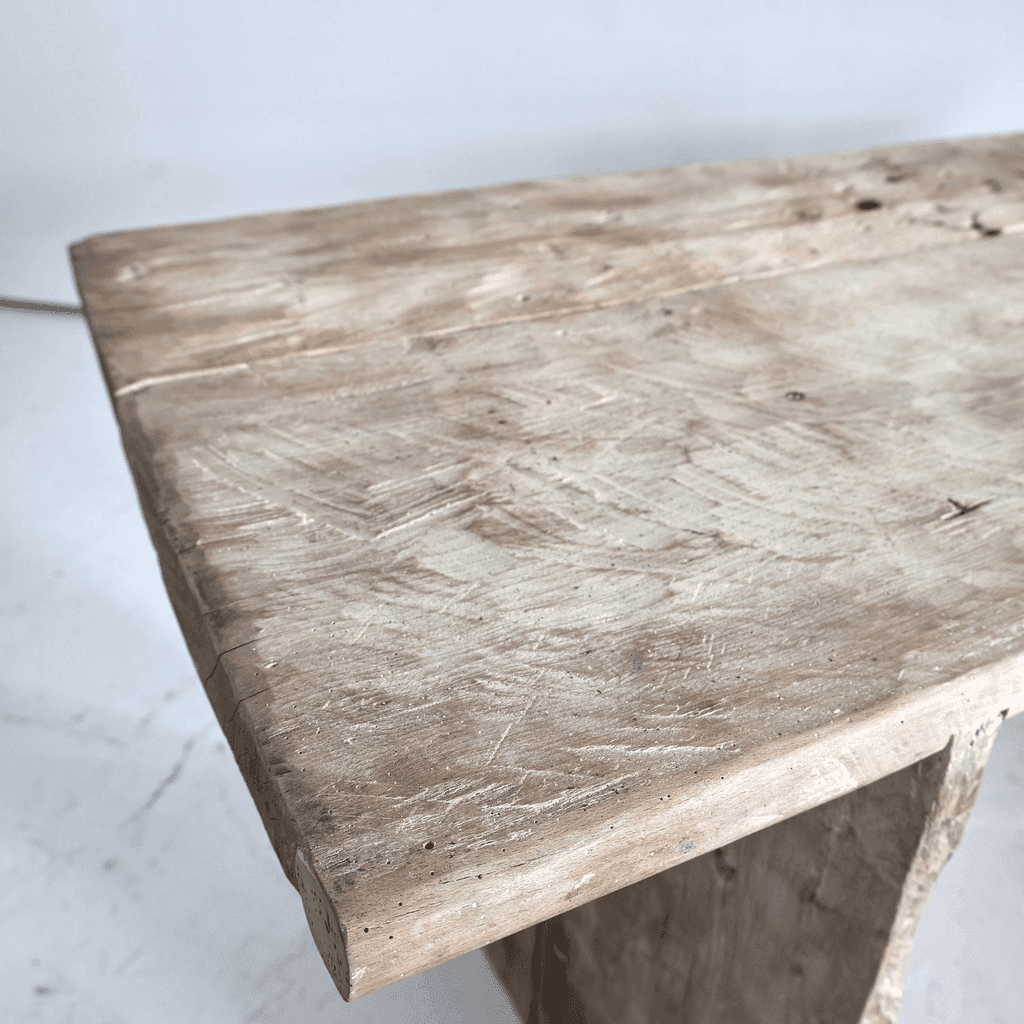 Bleached-Out Hewn Slab Table