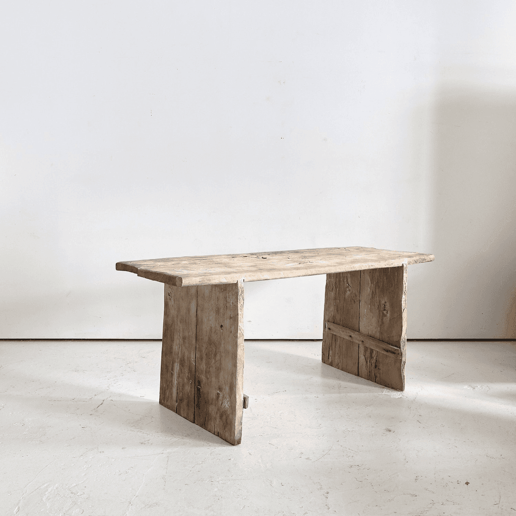 Bleached-Out Hewn Slab Table