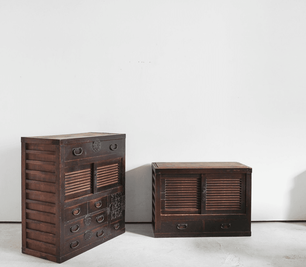 Large Two Section Late Edo Period Japanese Tansu Cabinet