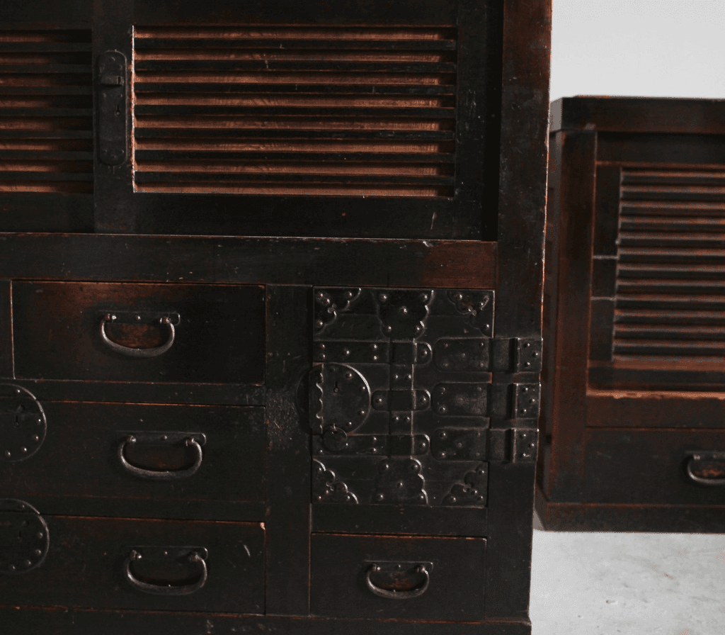 Large Two Section Late Edo Period Japanese Tansu Cabinet