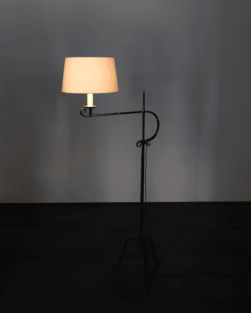 French Forged Iron Swing Arm Standard Lamp