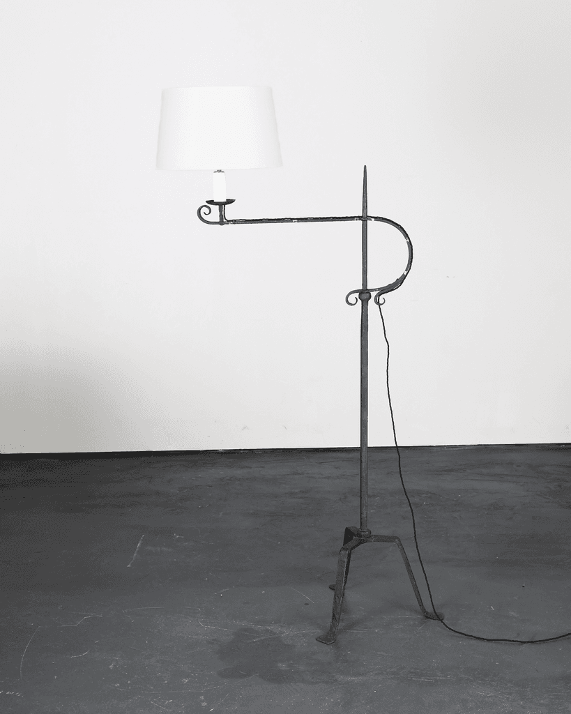 French Forged Iron Swing Arm Standard Lamp