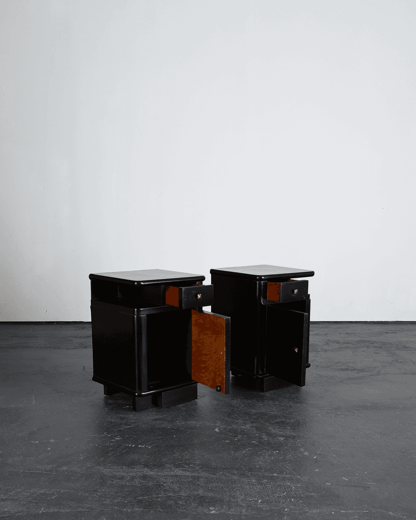 Pair Of French Ebonised Bedside Cabinets