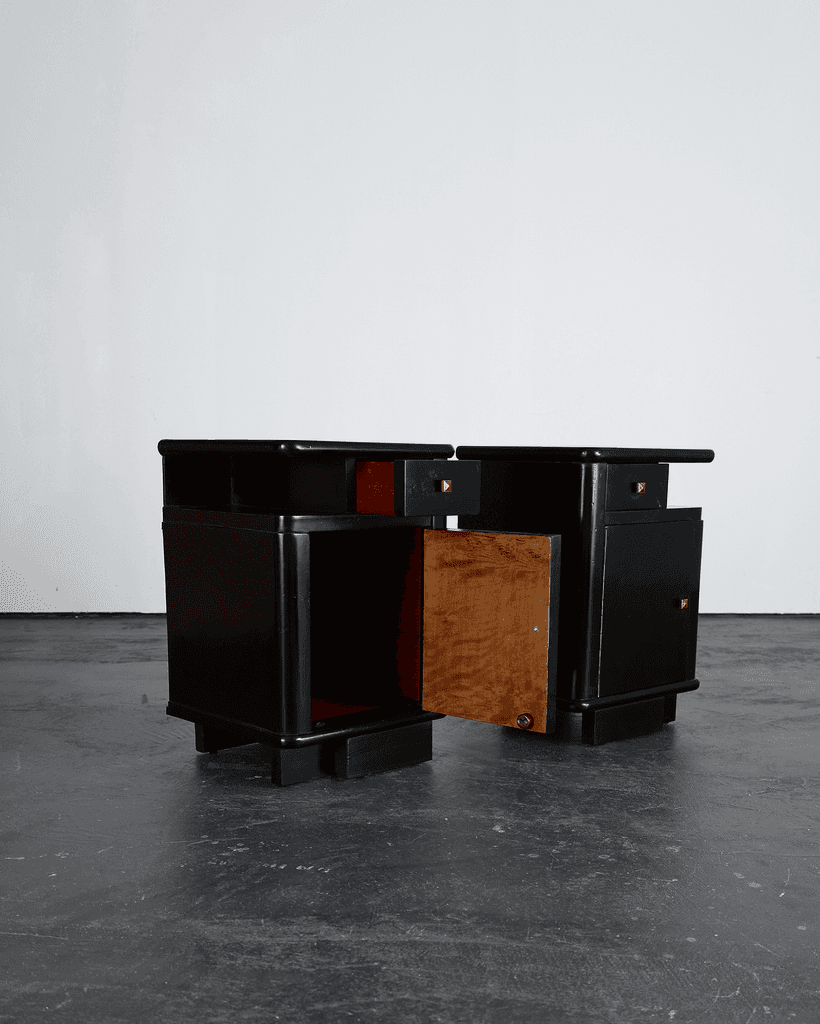 Pair Of French Ebonised Bedside Cabinets