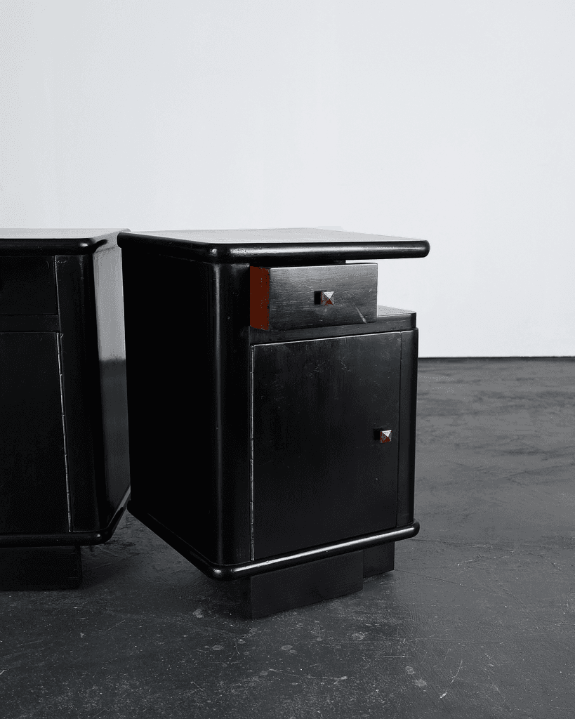 Pair Of French Ebonised Bedside Cabinets